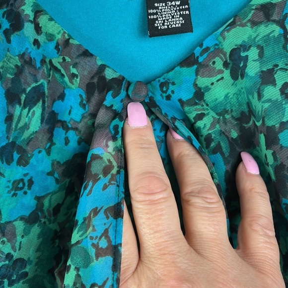 Maggie Barnes maxi length flutter sleeve dress Sz 34W - Picture 10 of 11